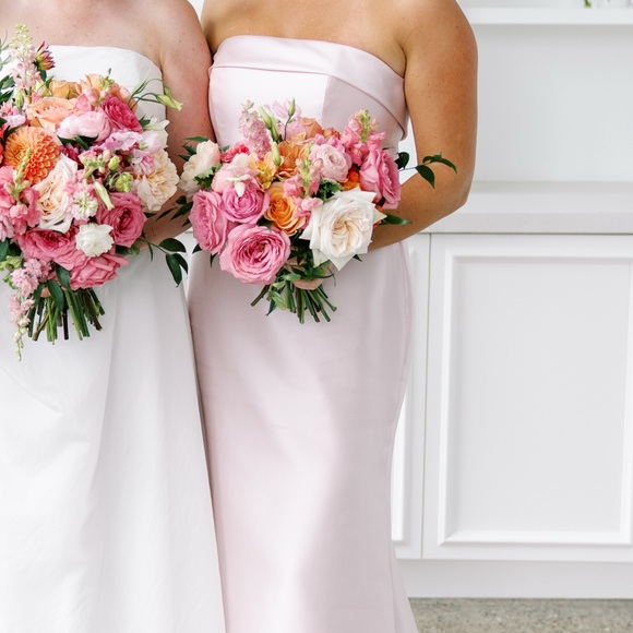 ALFRED SUNG Pink Strapless Wedding Dress - Picture 3 of 4